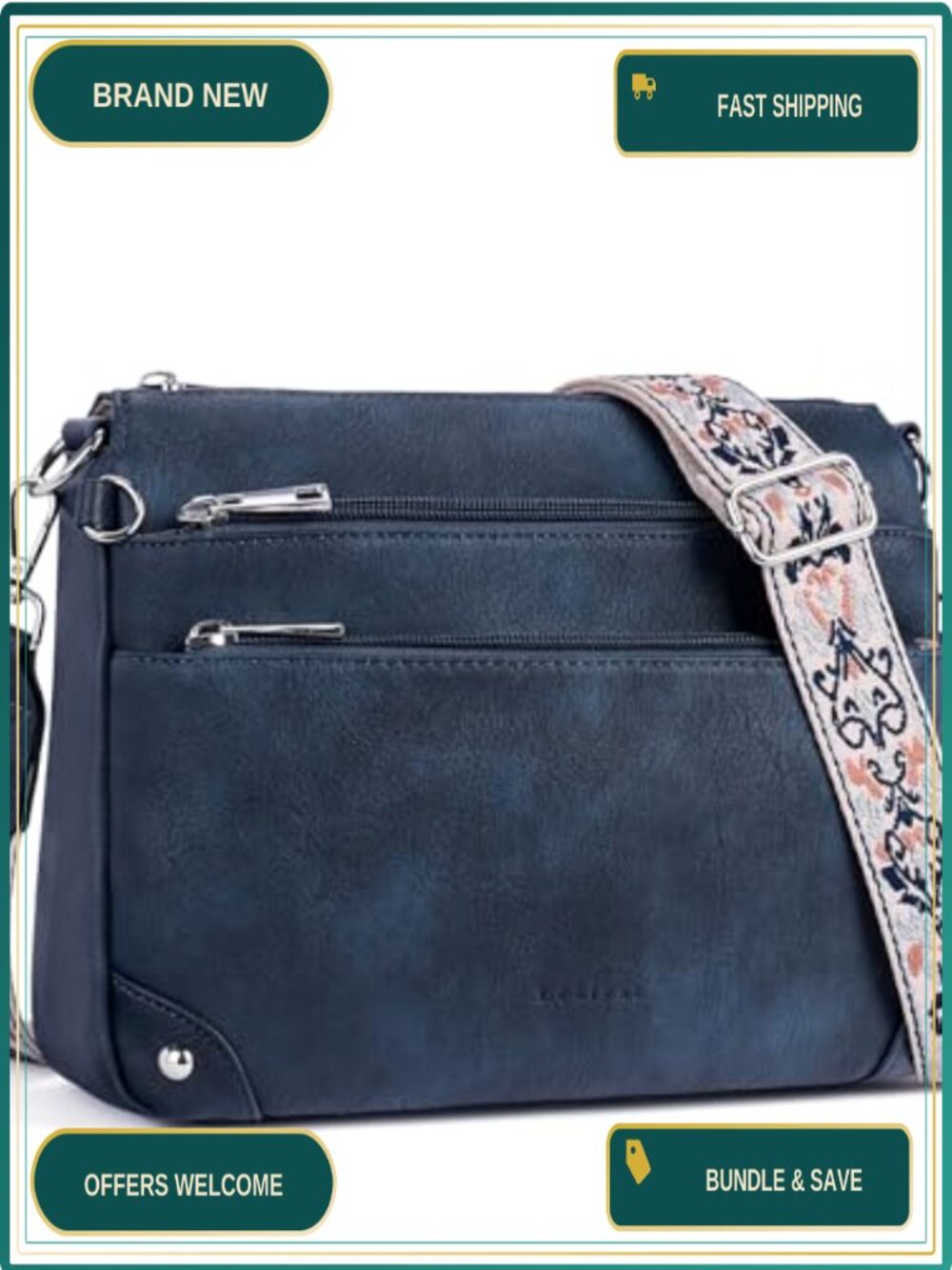 PU Leather Crossbody Bag RFID Medium Purse Adjustable Strap